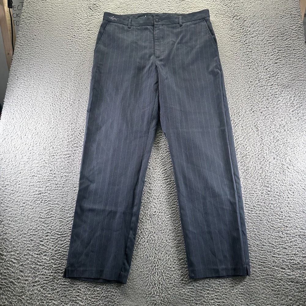 Greg Norman Pant Mens 36x32 Gray‎ Polyester Striped Golf Straight Performance